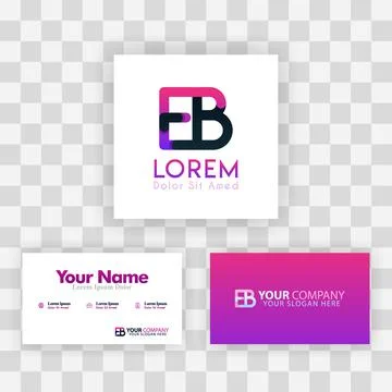 Vector Purple Modern Creative. Clean Business Card Template Concept. BE Lette Stock Illustration