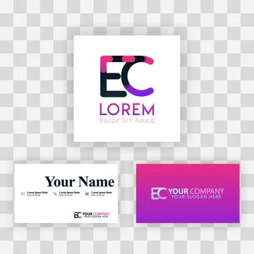 Vector Purple Modern Creative. Clean Business Card Template Concept. CE Lette Stock Illustration