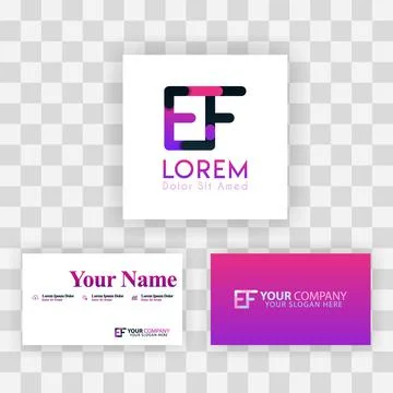 Vector Purple Modern Creative. Clean Business Card Template Concept. FE Lette Stock Illustration