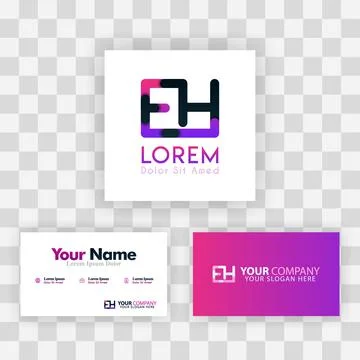 Vector Purple Modern Creative. Clean Business Card Template Concept. HE Lette Stock Illustration