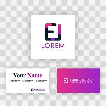 Vector Purple Modern Creative. Clean Business Card Template Concept. IE Lette Stock Illustration