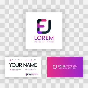 Vector Purple Modern Creative. Clean Business Card Template Concept. JE Lette Illustrazione stock
