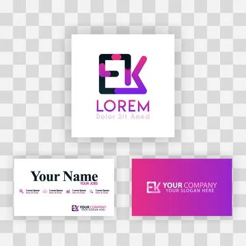 Vector Purple Modern Creative. Clean Business Card Template Concept. KE Lette Stock Illustration