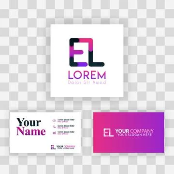 Vector Purple Modern Creative. Clean Business Card Template Concept. LE Lette Stock Illustration