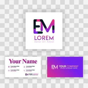 Vector Purple Modern Creative. Clean Business Card Template Concept. ME Lette Stock Illustration