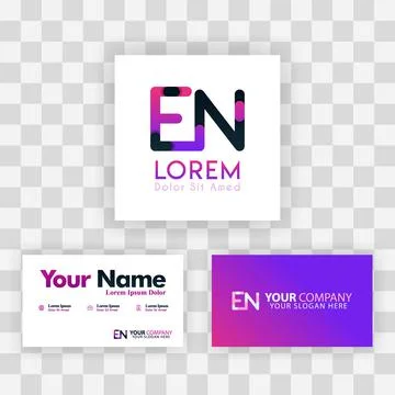Vector Purple Modern Creative. Clean Business Card Template Concept. NE Lette Stock Illustration