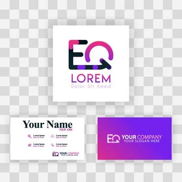 Vector Purple Modern Creative. Clean Business Card Template Concept. QE Lette Stock Illustration