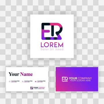 Vector Purple Modern Creative. Clean Business Card Template Concept. RE Lette Stock Illustration