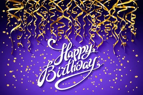 Vector purple party background. Happy Birthday Celebration Design, Vector gol Stock Illustration