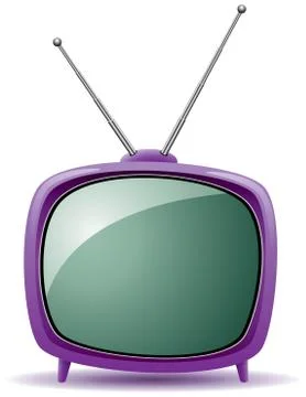 Vector purple retro tv set Stock Illustration