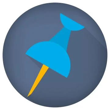 Vector push pin round flat icon Stock Illustration
