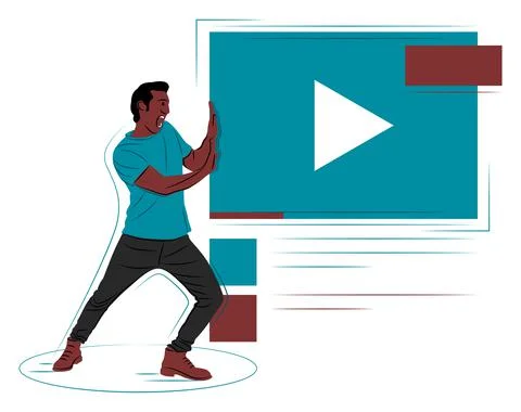 Vector pushing man in shadow of sharp lines style Stock Illustration