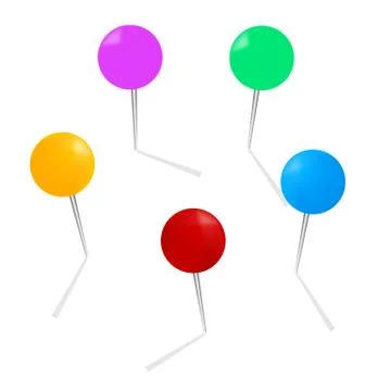 Vector pushpins isolated on white background. Push pins for map. Stock Illustration