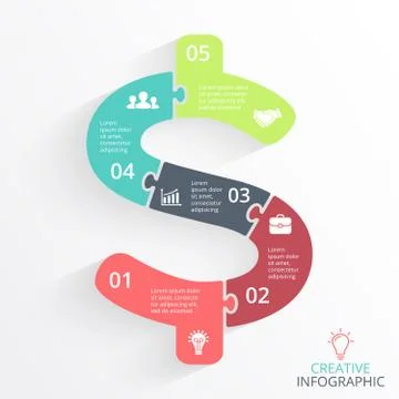Vector puzzle arrows dollar infographic. Template for money diagram, graph Stock Illustration