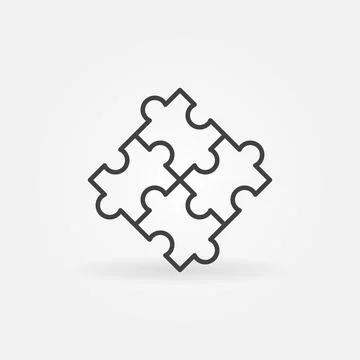 Vector Puzzle concept outline icon or sign Stock Illustration