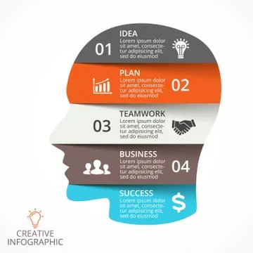 Vector puzzle human face infographic. Cycle brainstorming diagram. Creativity Stock Illustration