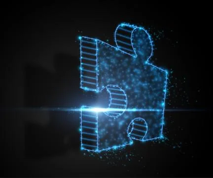 Vector puzzle illustration. Abstract neon from lights. Stock Illustration