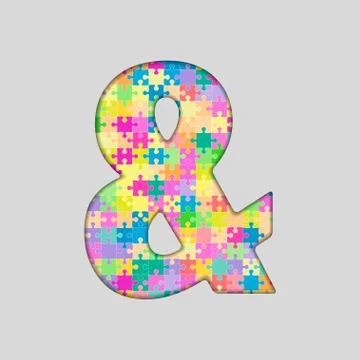 Vector Puzzle Jigsaw Colored Ampersand Mark. Stock Illustration
