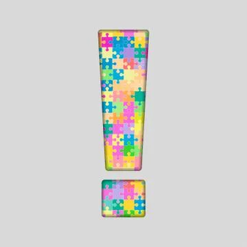 Vector Puzzle Jigsaw Colored Exclamation Mark. Stock Illustration