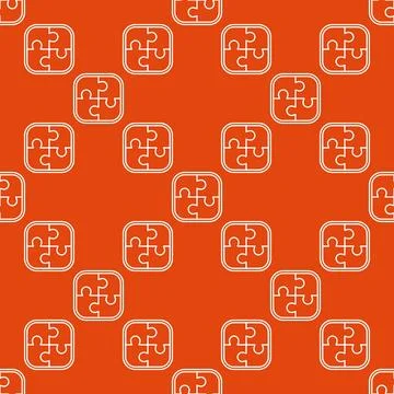 Vector Puzzle Jigsaw Pieces seamless pattern in thin line style Illustrazione stock