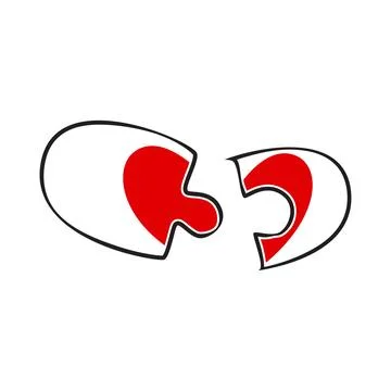 Vector Puzzle line love Stock Illustration