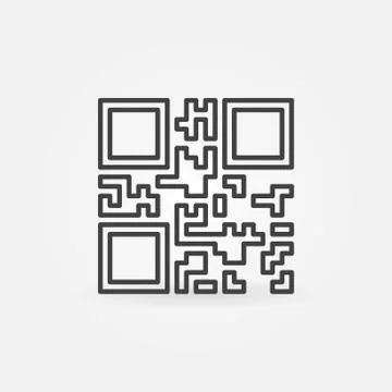 Vector QR Code icon or symbol in line style Stock Illustration