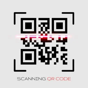 Vector QR code sample for smartphone scanning isolated on blue background. 스톡 일러스트