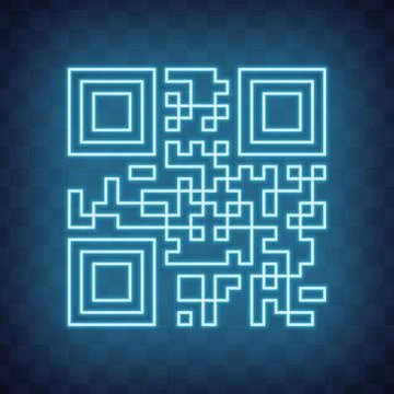 Vector QR code sample for smartphone scanning isolated on blue background. 库存插图