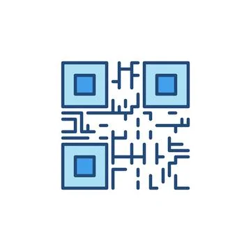 Vector QR Code vector concept line blue icon Stock Illustration