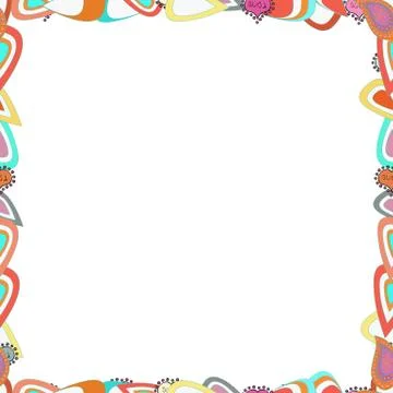 Vector. Quadratic frames doodles. Picture in orange, neutral and white colors. S Stock Illustration