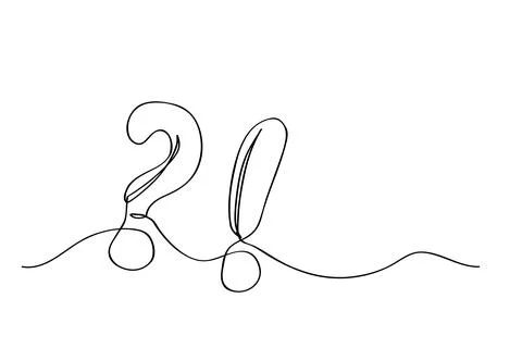 Vector question mark and exclamation, single or continuous line with copy n.. 스톡 일러스트