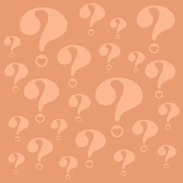 Vector Question mark with heart sign in peach color background Stock Illustration