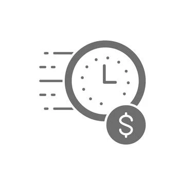 Vector quick loan, fast deposit grey icon. Stock Illustration