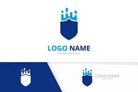 Vector quick shield logo combination. Fast security logotype design template. Stock Illustration