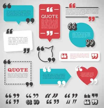 Vector quote decoration labels set Stock Illustration