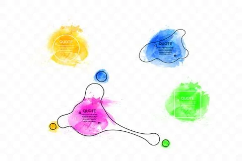 Vector Quote Frames Set, Colorful Watercolor Spots on the Background, Isolated Illustrazione stock