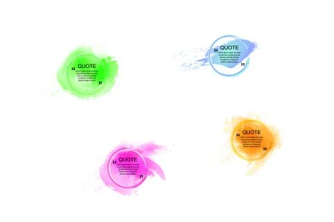 Vector Quote Frames Set, Colorful Watercolor Spots on the Background, Isolated Stock Illustration