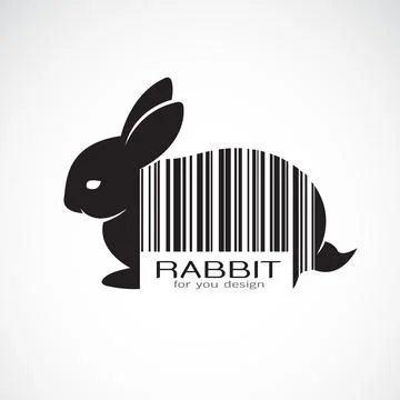 Vector of a rabbit barcode design on white background. Wild Animals. Stock Illustration