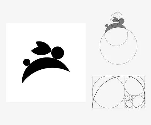 Vector rabbit in golden ratio style. Editable illustration Illustrazione stock