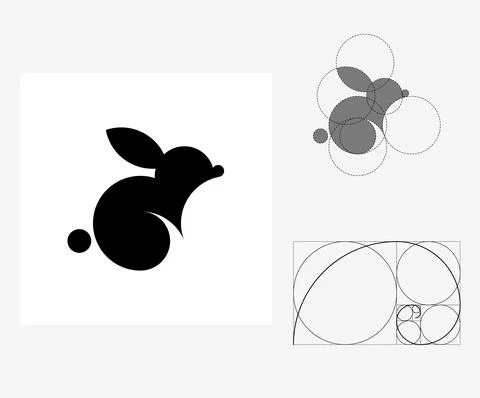 Vector rabbit in golden ratio style. Editable illustration Stock Illustration