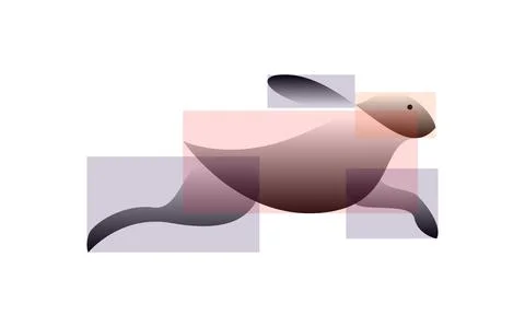 Vector rabbit in gradient style. Digital art Stock Illustration