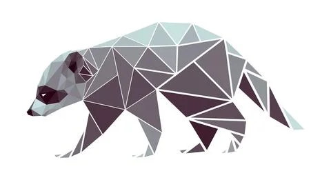 Vector raccoon in low poly style Stock Illustration