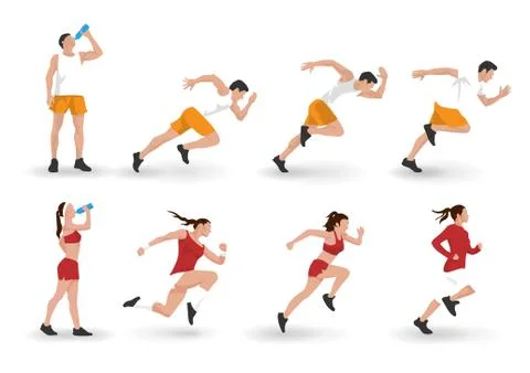 Vector race runners in flat design. Stock Illustration