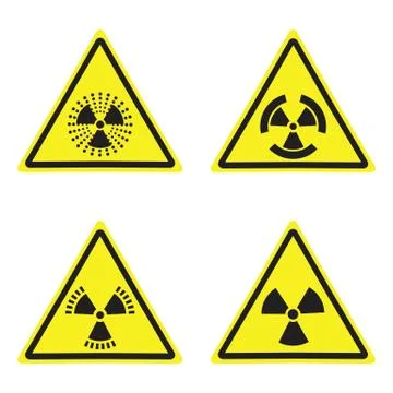 Vector radiation sign warning yellow board Stock Illustration