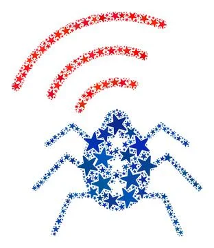 Vector Radio Bug Collage of Stars in American Democratic Colors Stock Illustration