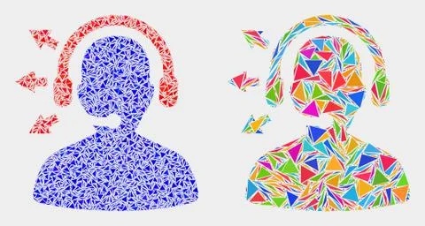 Vector Radio Operator Mosaic Icon of Triangle Elements 스톡 일러스트