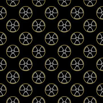 Vector Radioactive Hazard Warning simple seamless pattern in thin line style Illustrazione stock