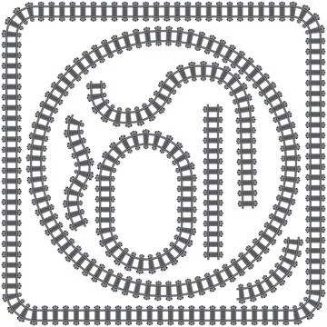 Vector Railway train track illustration. Rail pattern round circular curve .. Stock Illustration