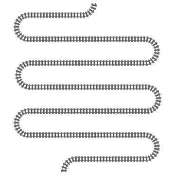 Vector Railway train track illustration. Rail pattern round circular curve ra Stock Illustration