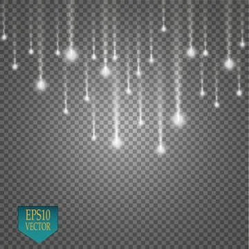 Vector rain comets isolated on transparent background. Lights. Magic concept Stock Illustration
